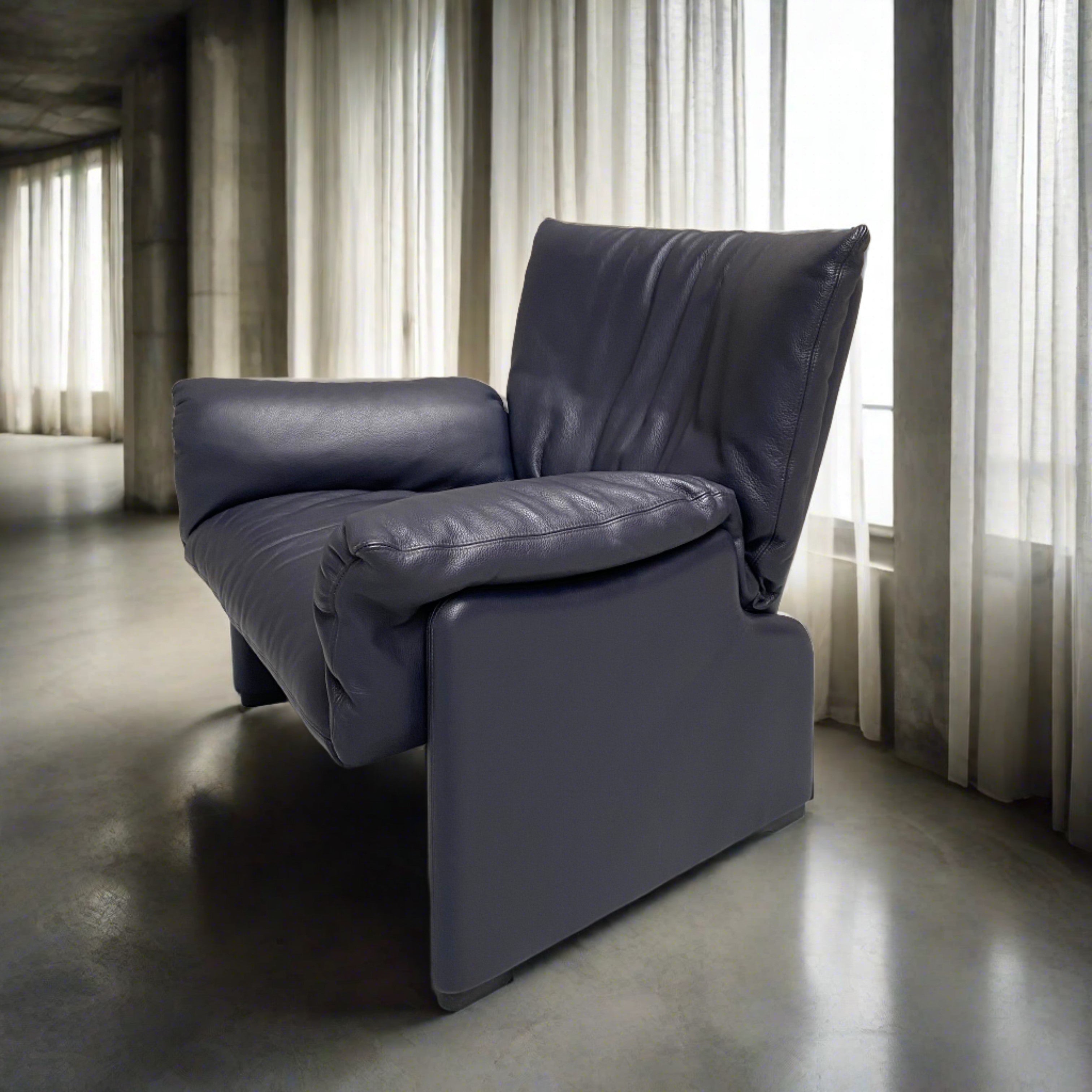 Leather Palmaria Lounge Chair by Vico Magistretti for Cassina Italy FOUND ICONS