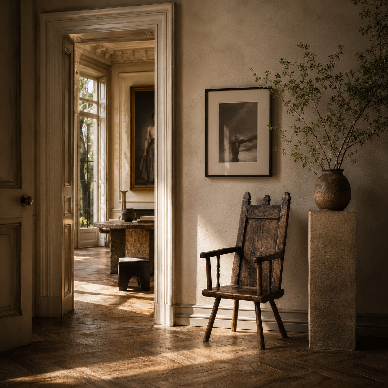 18th Century Rustik Oak Welsh Vernacular Armchair Hall Chair