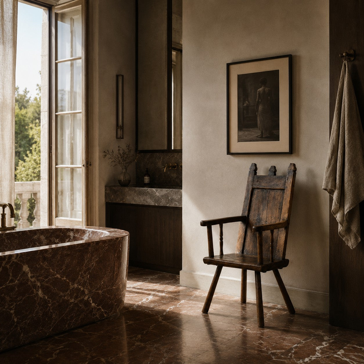 Fauteuil rustique gallois en chêne du XVIIIe siècle