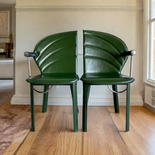 Load image into Gallery viewer, 2 X Green Leather Arm Chairs by Mario Morbidelli for Naos, Italy 1980s
