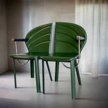 Load image into Gallery viewer, 2 X Green Leather Arm Chairs by Mario Morbidelli for Naos, Italy 1980s
