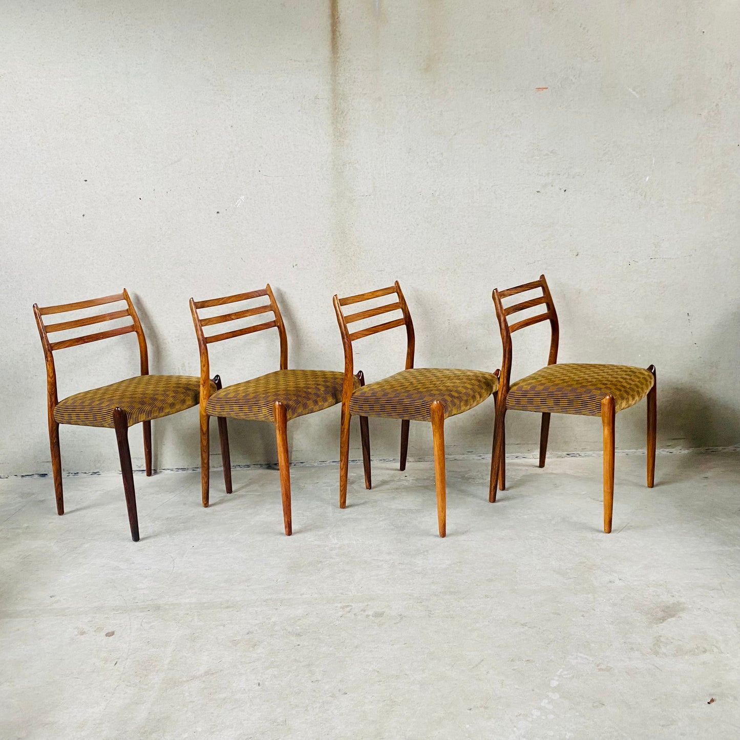 4 x Niels O. Møller Esszimmerstühle aus Palisander, Modell 78 von JL Møller Möbelfabrik, Dänemark 1962