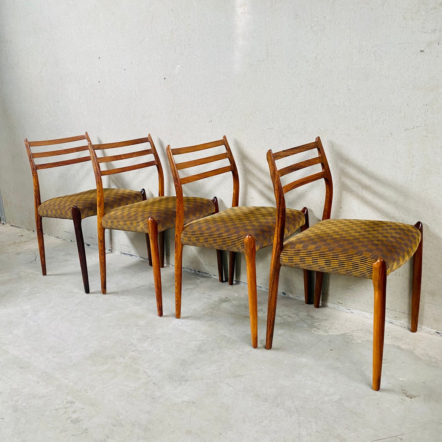 4 x Niels O. Møller Esszimmerstühle aus Palisander, Modell 78 von JL Møller Möbelfabrik, Dänemark 1962