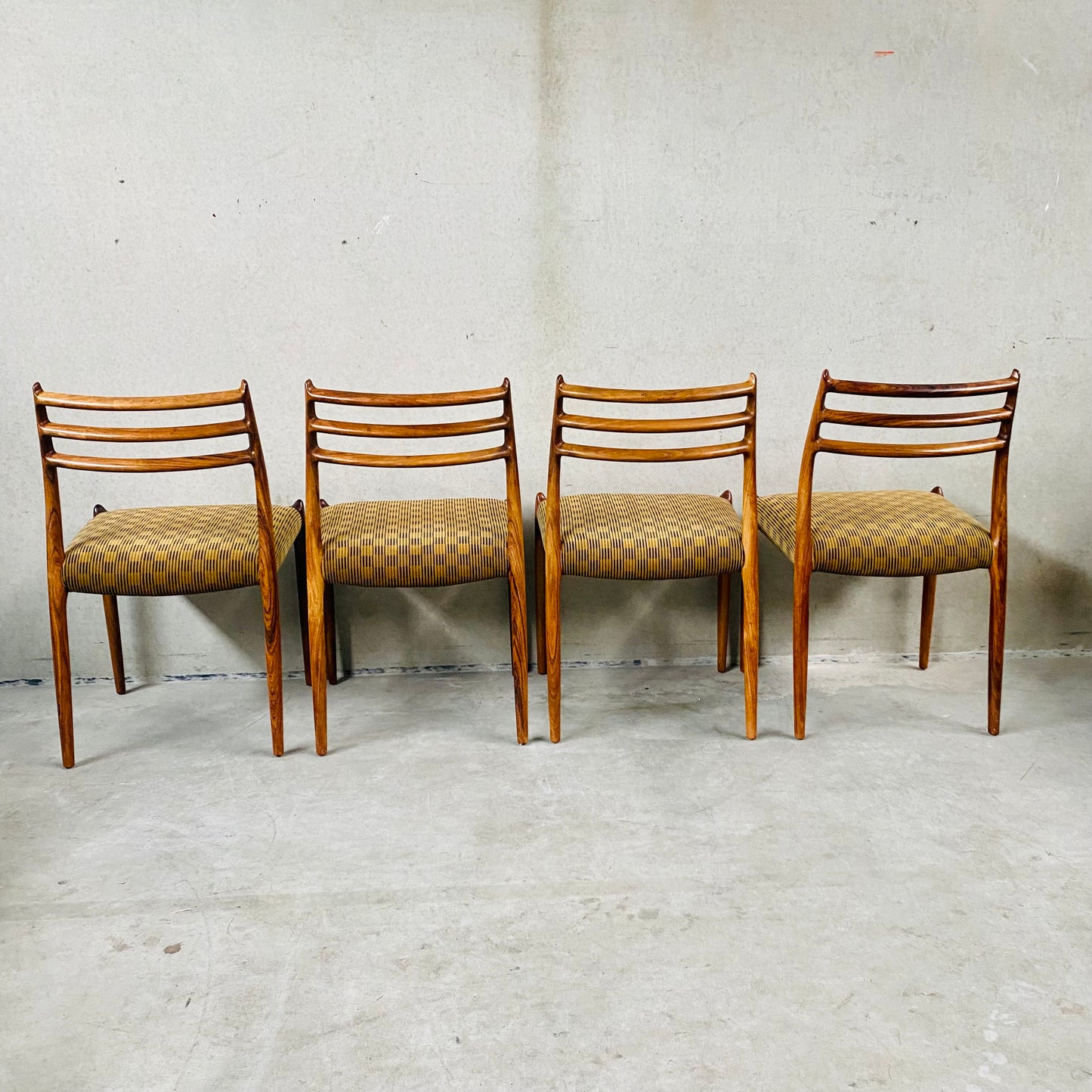 4 x Niels O. Møller Esszimmerstühle aus Palisander, Modell 78 von JL Møller Möbelfabrik, Dänemark 1962