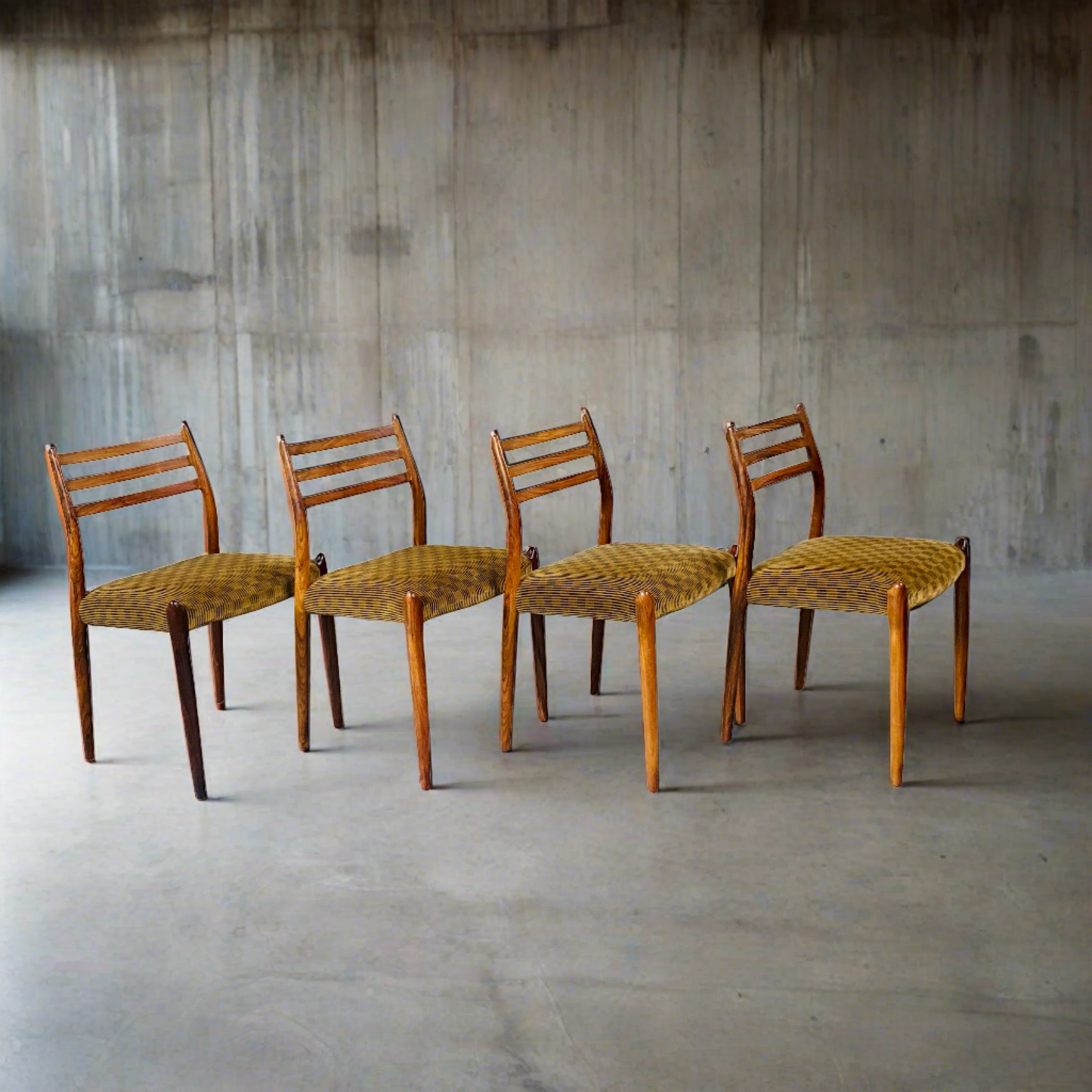 4 x Niels O. Møller Esszimmerstühle aus Palisander, Modell 78 von JL Møller Möbelfabrik, Dänemark 1962