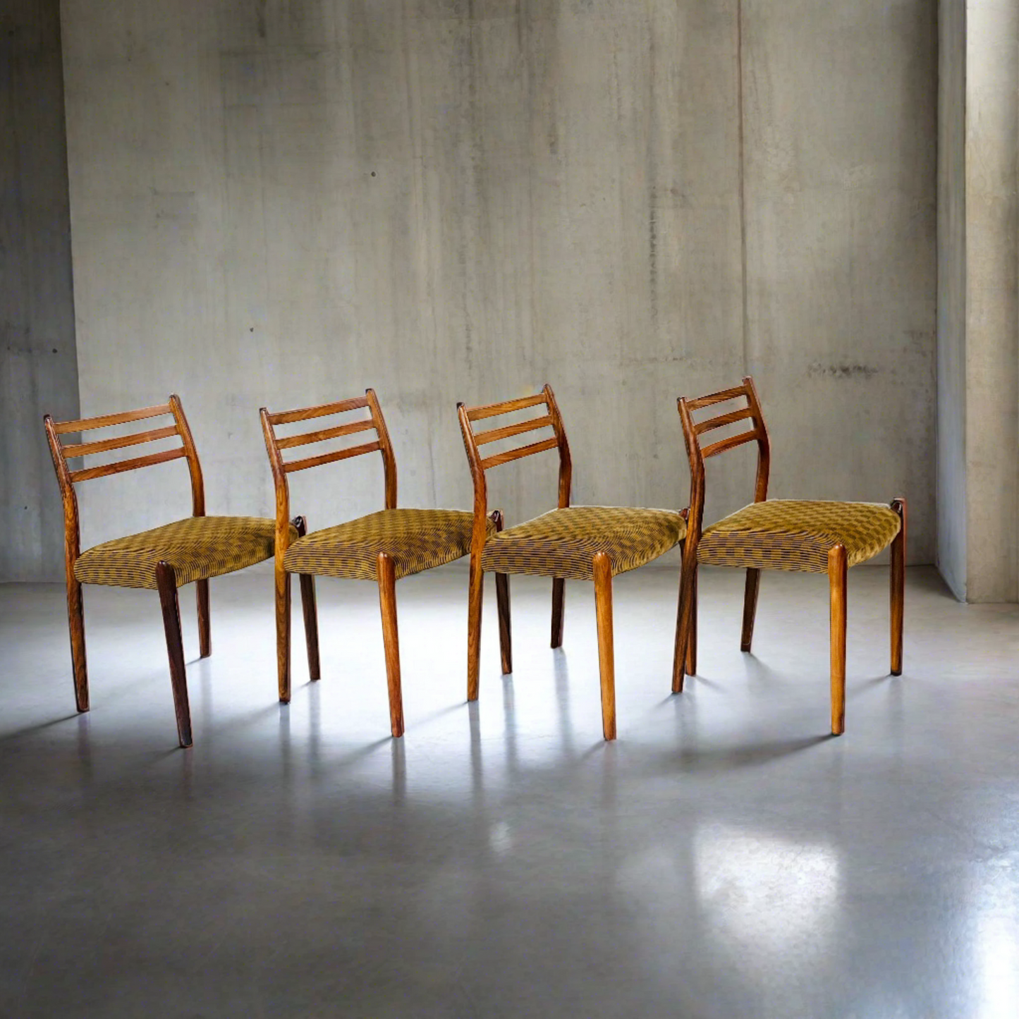 4 x Niels O. Møller Esszimmerstühle aus Palisander, Modell 78 von JL Møller Möbelfabrik, Dänemark 1962