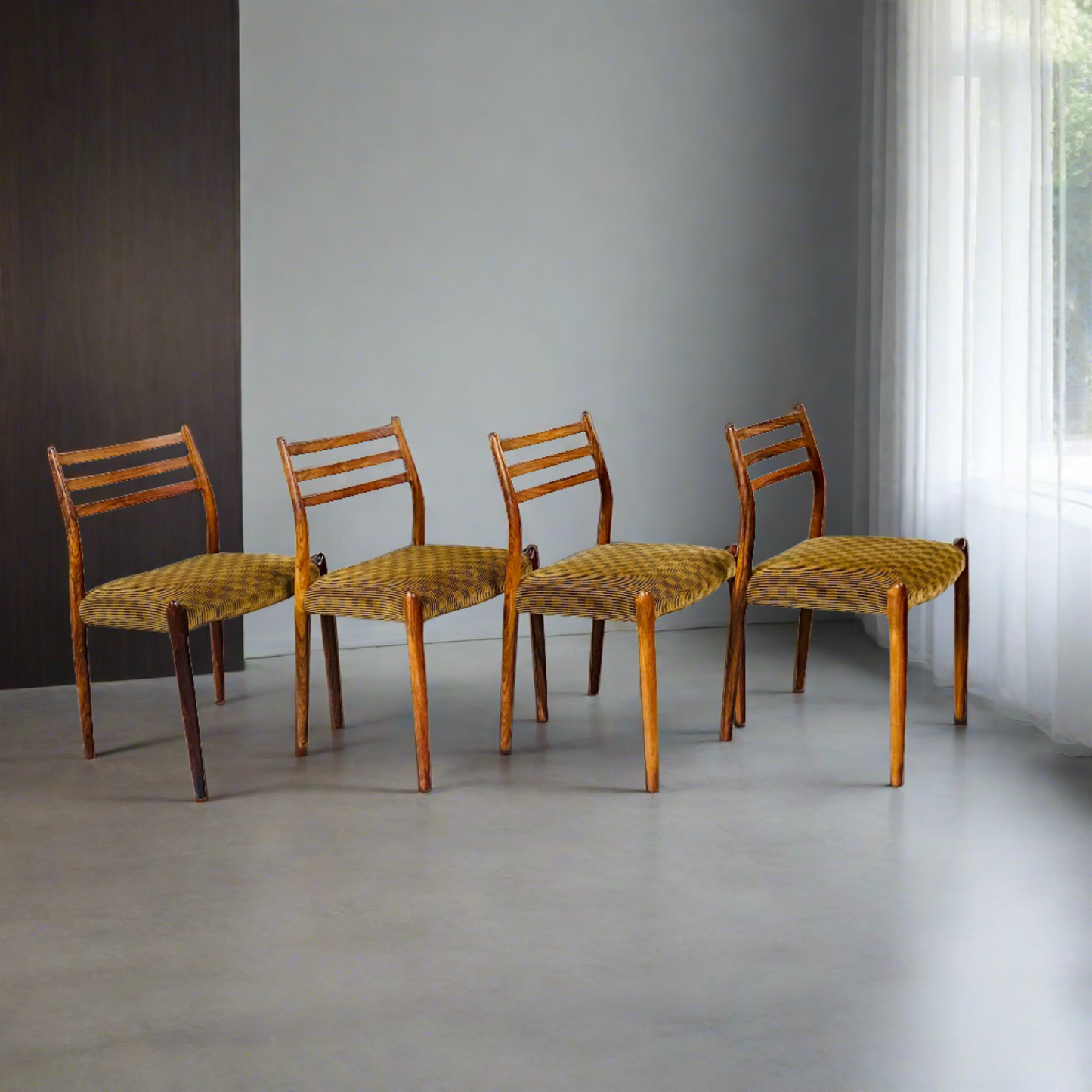 4 x Niels O. Møller Esszimmerstühle aus Palisander, Modell 78 von JL Møller Möbelfabrik, Dänemark 1962