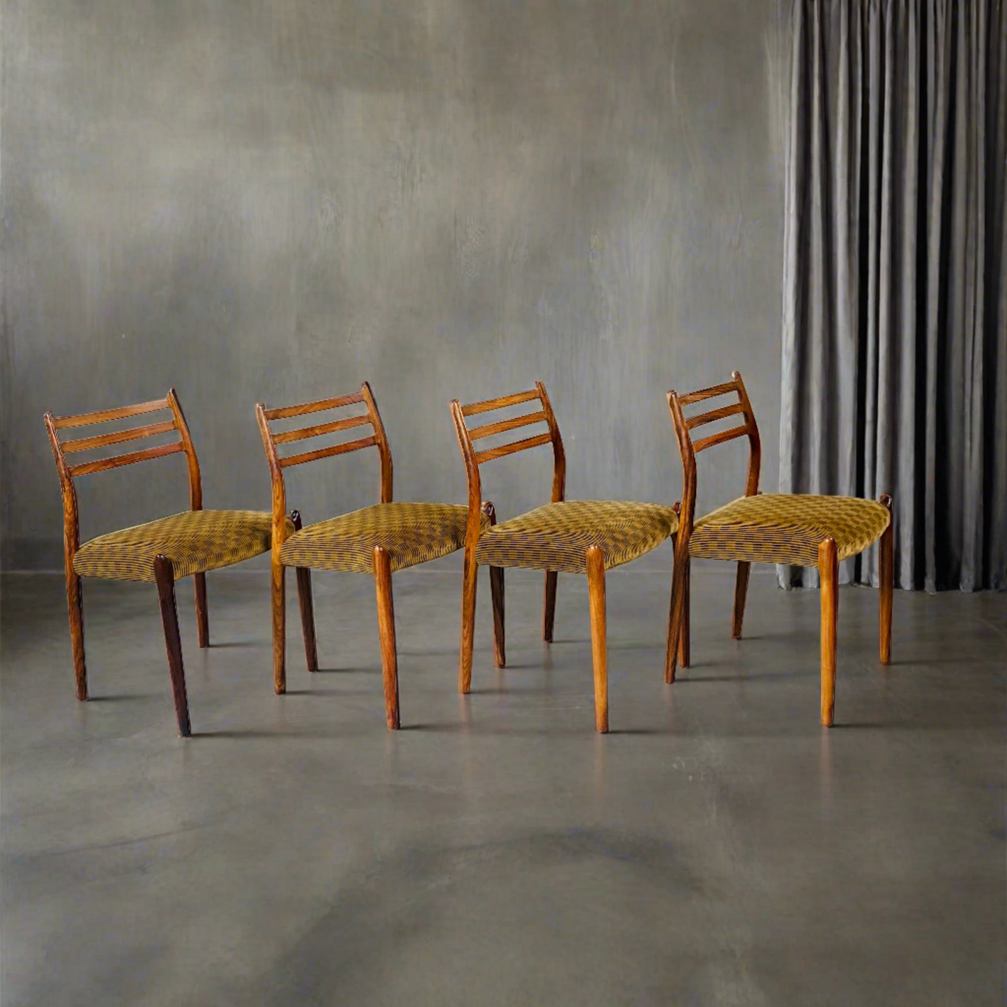 4 x Niels O. Møller Esszimmerstühle aus Palisander, Modell 78 von JL Møller Möbelfabrik, Dänemark 1962