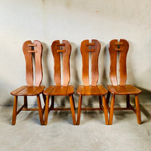 Load image into Gallery viewer, Set of 4 Solid Oak Brutalist Dining Chairs by Kunstmeubelen De Puydt, Belgium 1970
