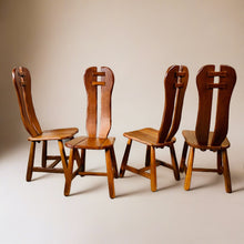 Load image into Gallery viewer, Set of 4 Solid Oak Brutalist Dining Chairs by Kunstmeubelen De Puydt, Belgium 1970
