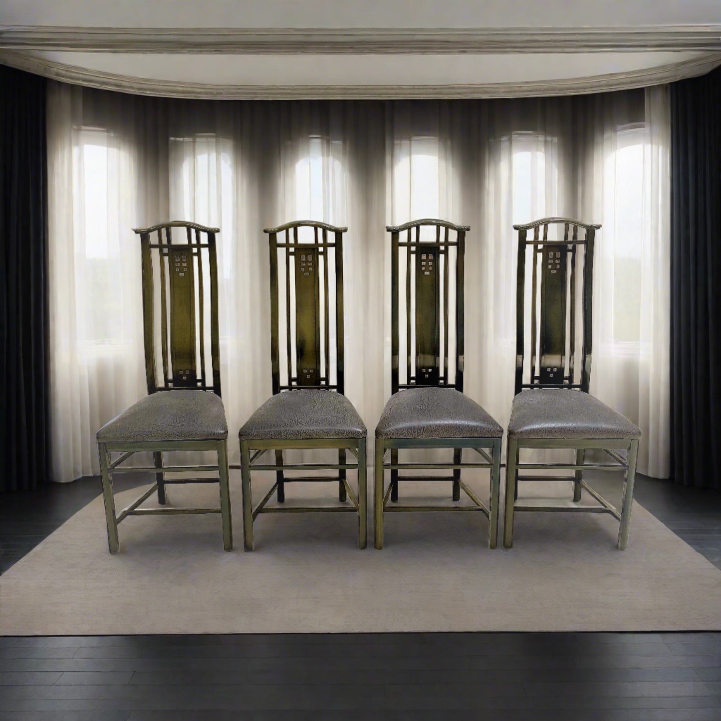 4 x Hochlehner-Esszimmerstühle mit Lackierung von Umberto Asnago für Giorgetti, Italien 1980