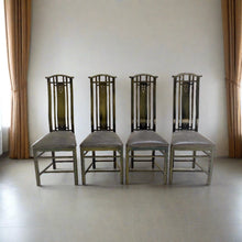 Load image into Gallery viewer, 4 x High Back Lacquered Dining Chairs by Umberto Asnago for Giorgetti, Italy 1980
