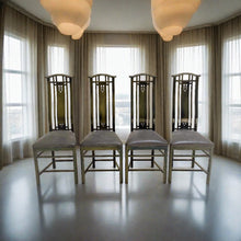 Load image into Gallery viewer, 4 x High Back Lacquered Dining Chairs by Umberto Asnago for Giorgetti, Italy 1980
