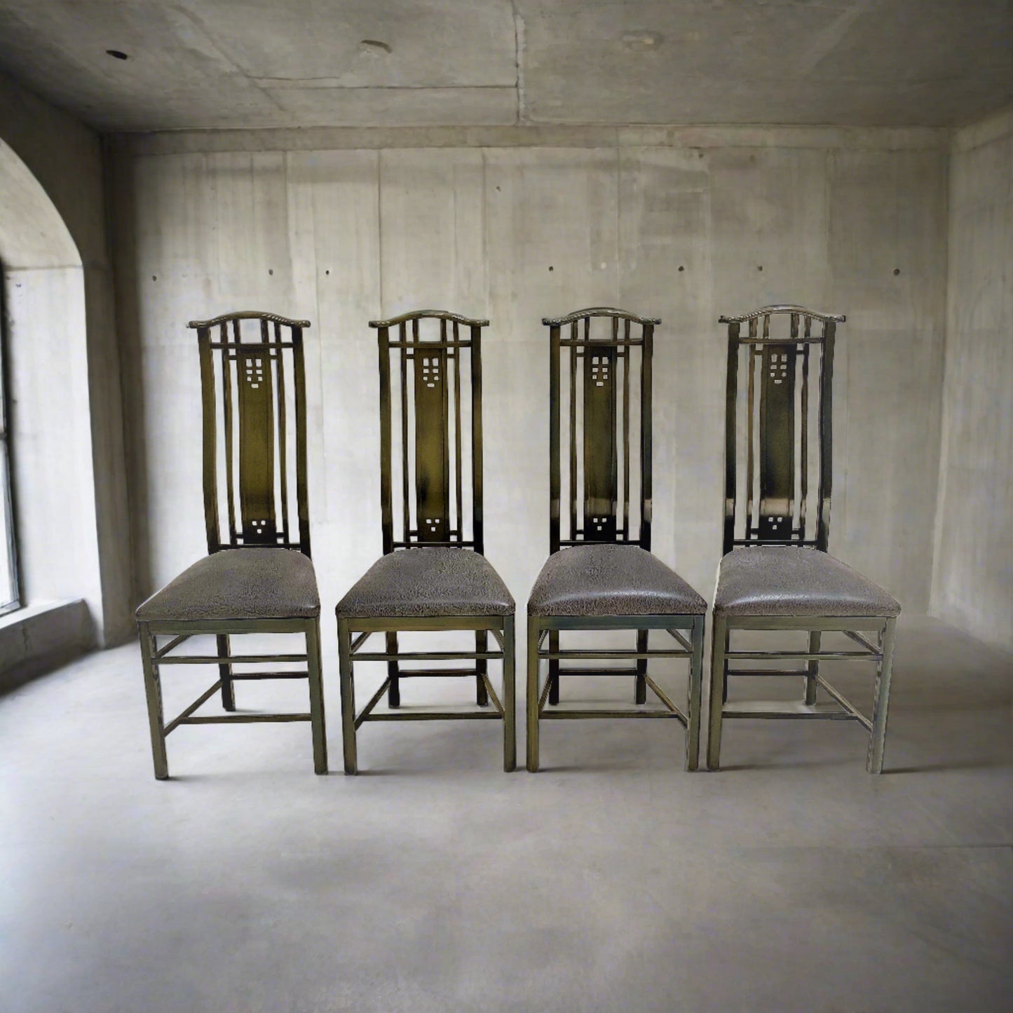 4 x Hochlehner-Esszimmerstühle mit Lackierung von Umberto Asnago für Giorgetti, Italien 1980