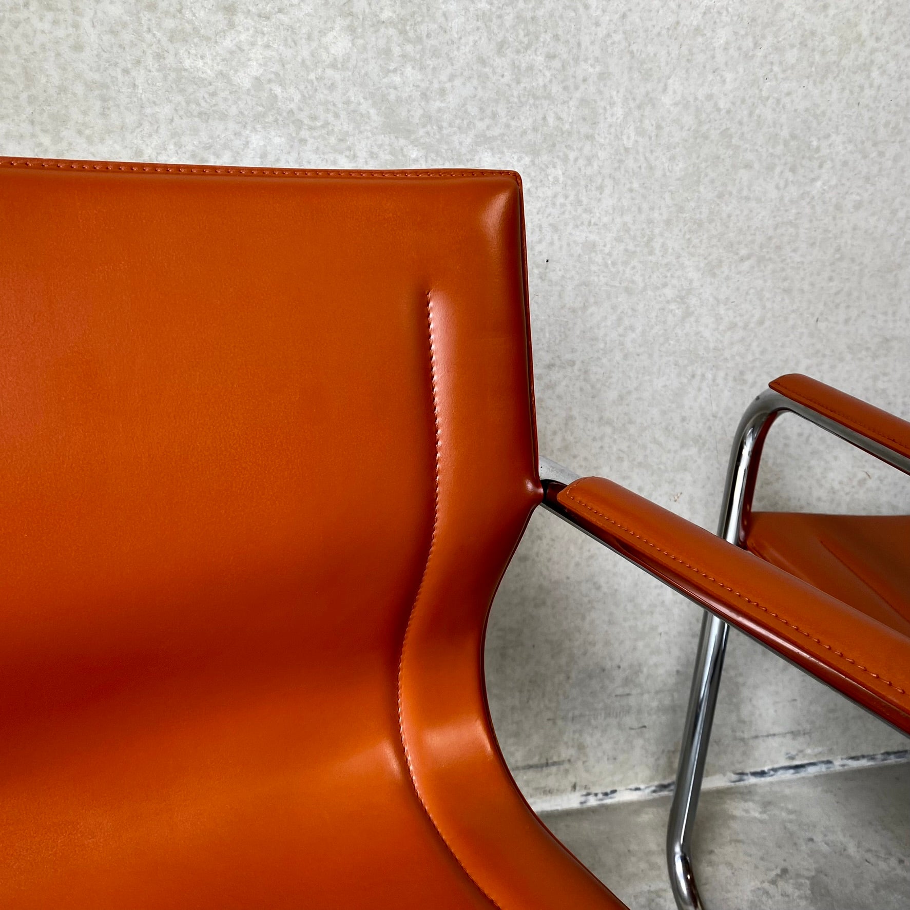 Matteo Grassi "Mg15" Cognac Leather Dining Chairs by Mart Stam, Italy 1980