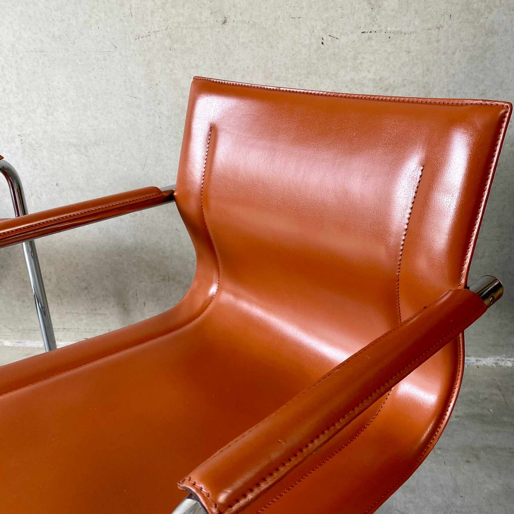 Matteo Grassi "Mg15" Cognac Leather Dining Chairs by Mart Stam, Italy 1980