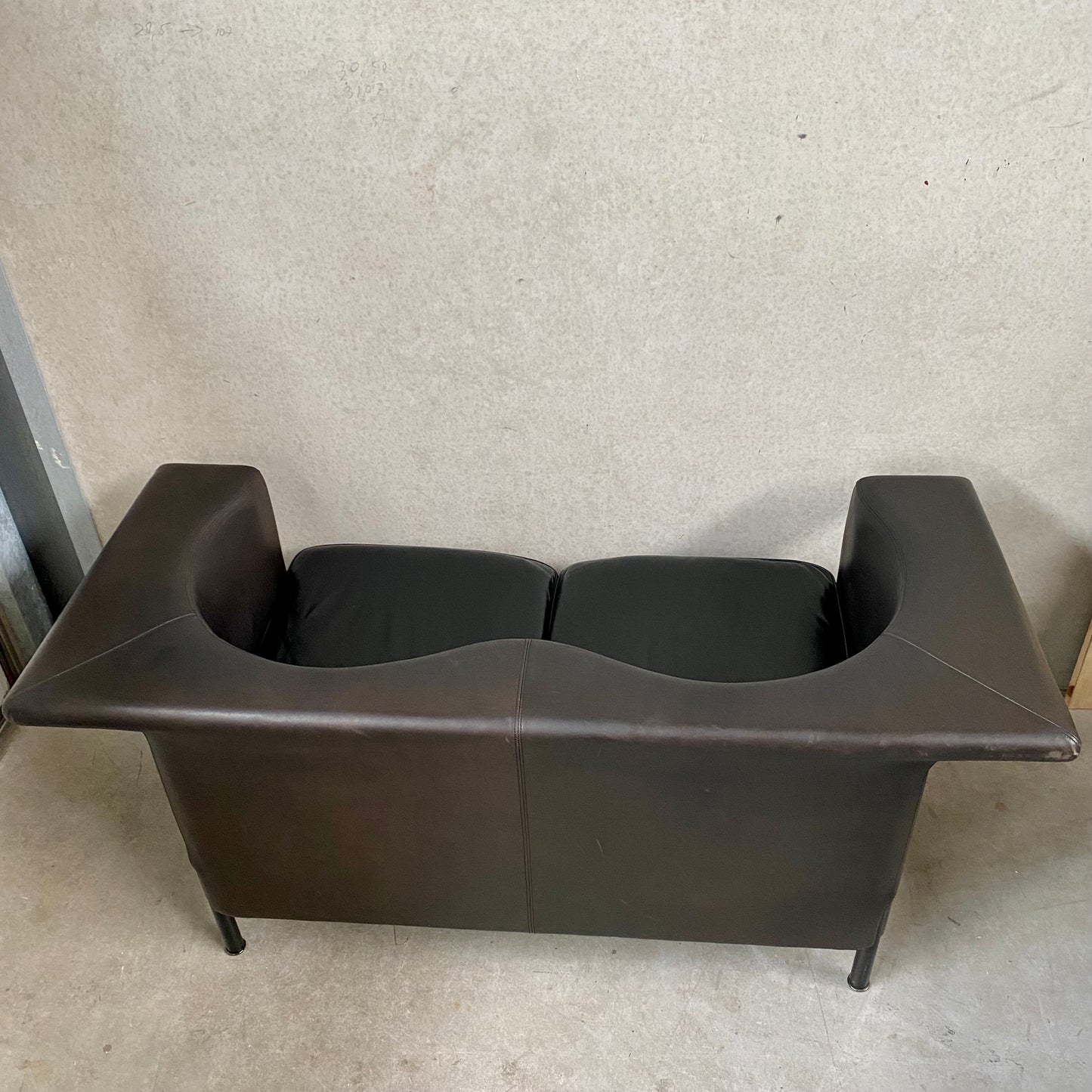 Antonio Citterio Braun-Schwarzes Ledersofa „Cricket“ für Moroso Italien 1980