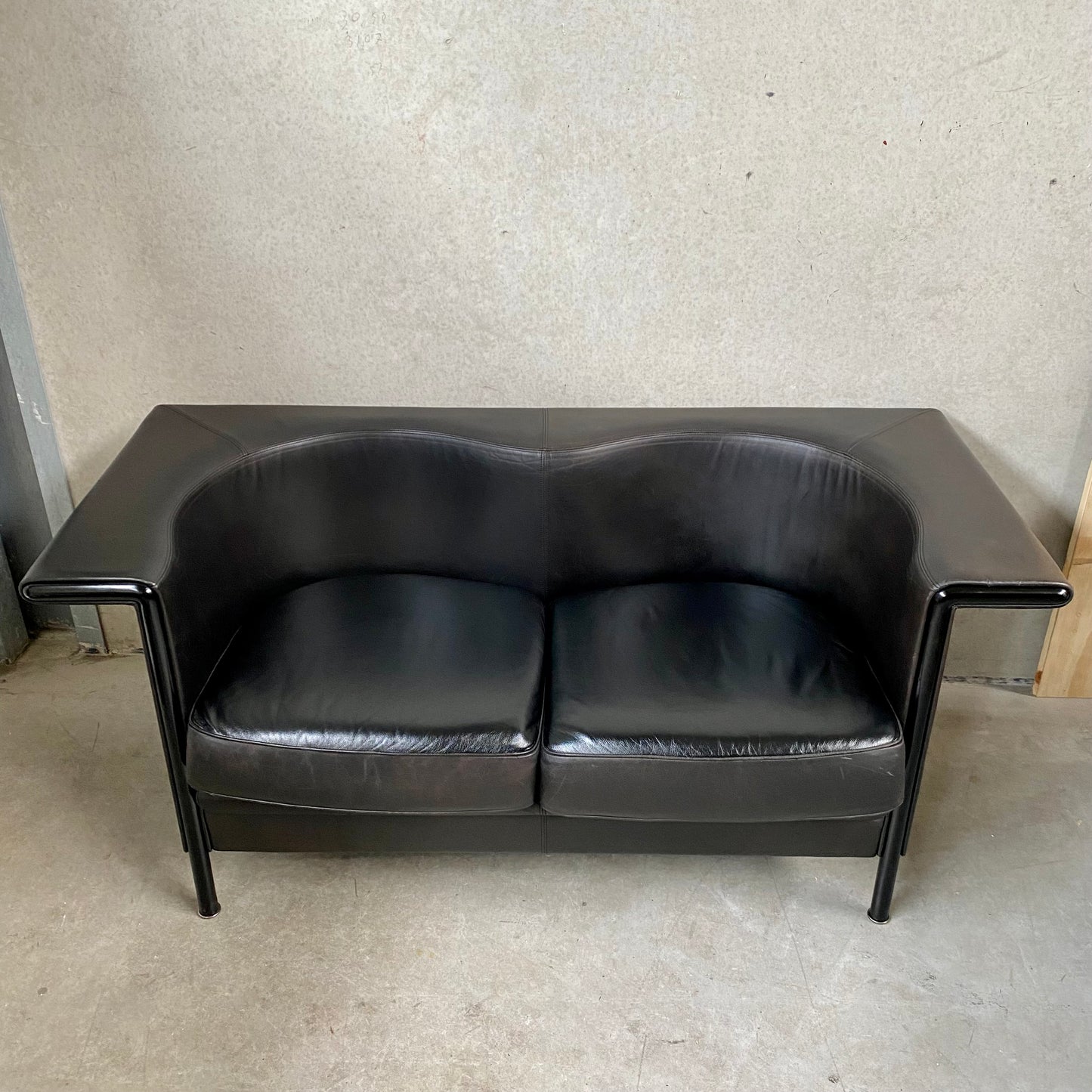 Antonio Citterio Braun-Schwarzes Ledersofa „Cricket“ für Moroso Italien 1980
