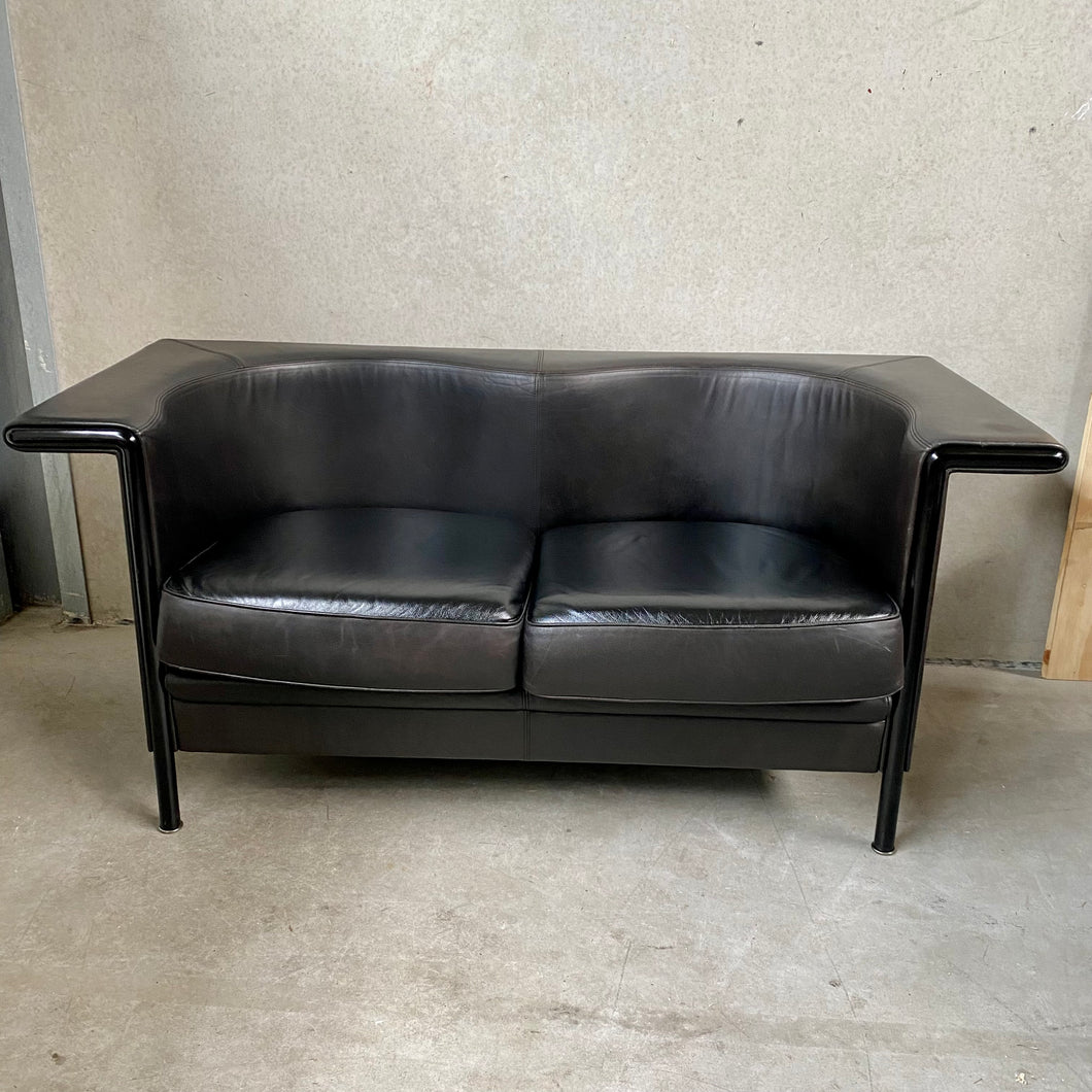 Antonio Citterio Brown Black Leather Sofa 
