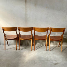 Load image into Gallery viewer, Set of 4 Rustic Oak Arne Hovmand Olsen Dining Chairs for Mogens Kold Mobelfabrik, Denmark 1950
