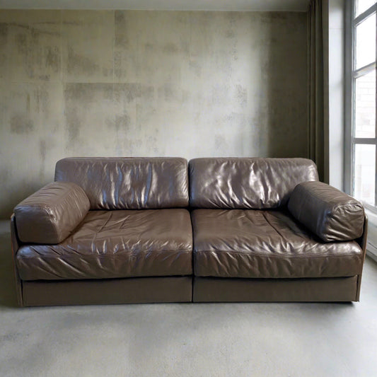 Modulsofa De Sede DS-76 aus braunem Leder, Schweiz 1970
