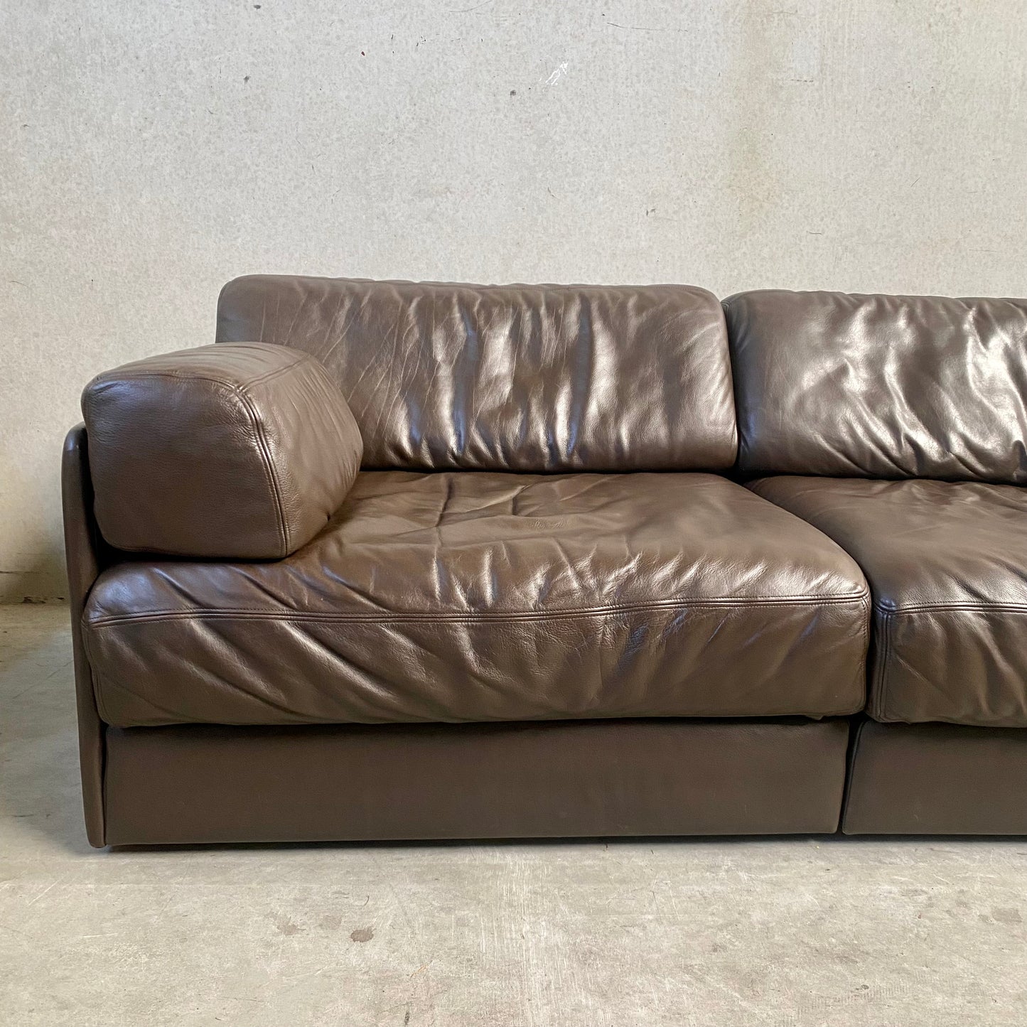 Modulsofa De Sede DS-76 aus braunem Leder, Schweiz 1970