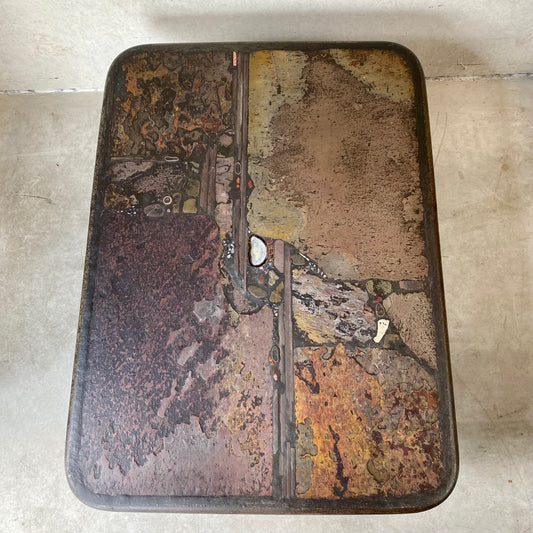 Brutalistischer rechteckiger Couchtisch aus Schiefer und Achat von Paul Kingma, 1989