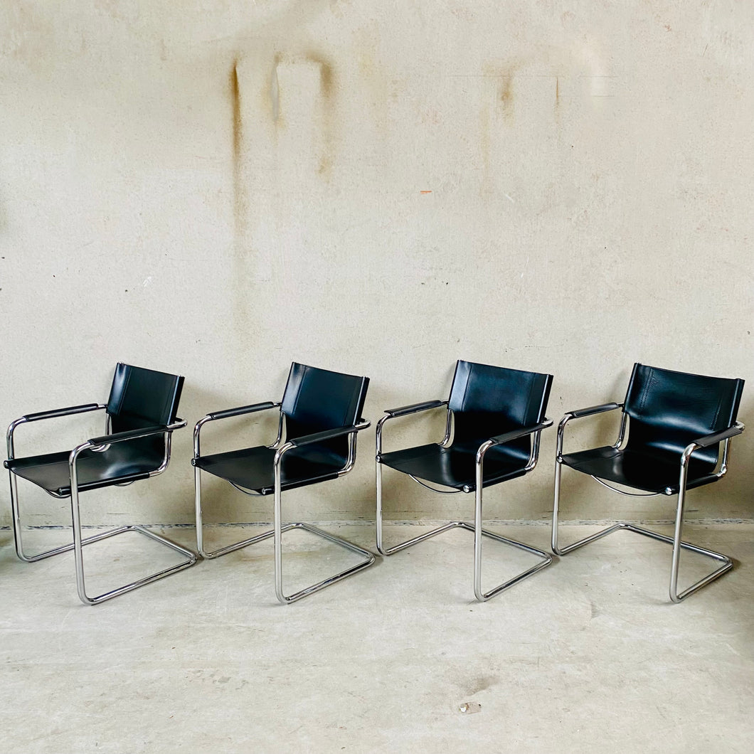 50 X Leather Cantilever Dining Chairs by Mart Stam for Matteo Grassi, Italy 1970