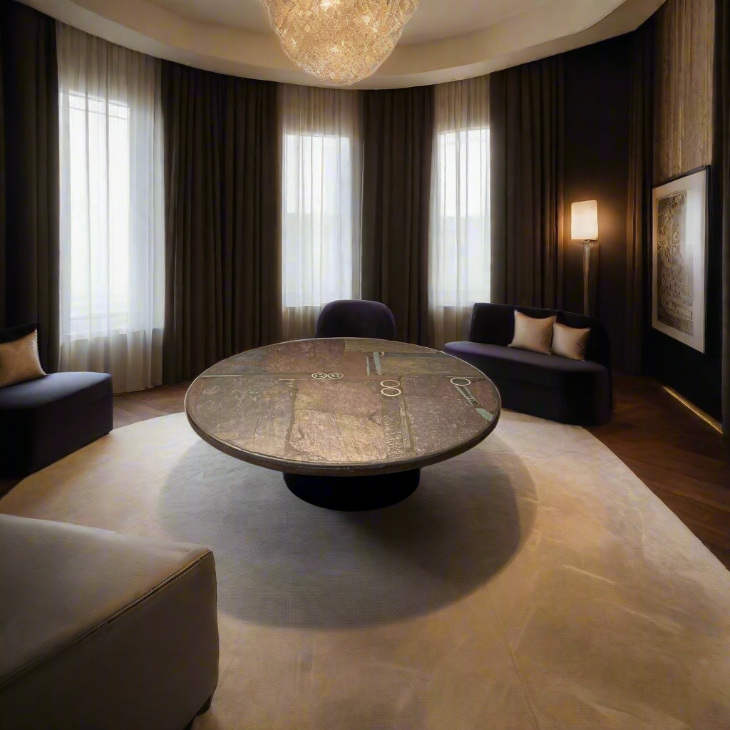 Table basse ronde en ardoise de style brutaliste, œuvre du sculpteur Paul Kingma, Pays-Bas, 1982