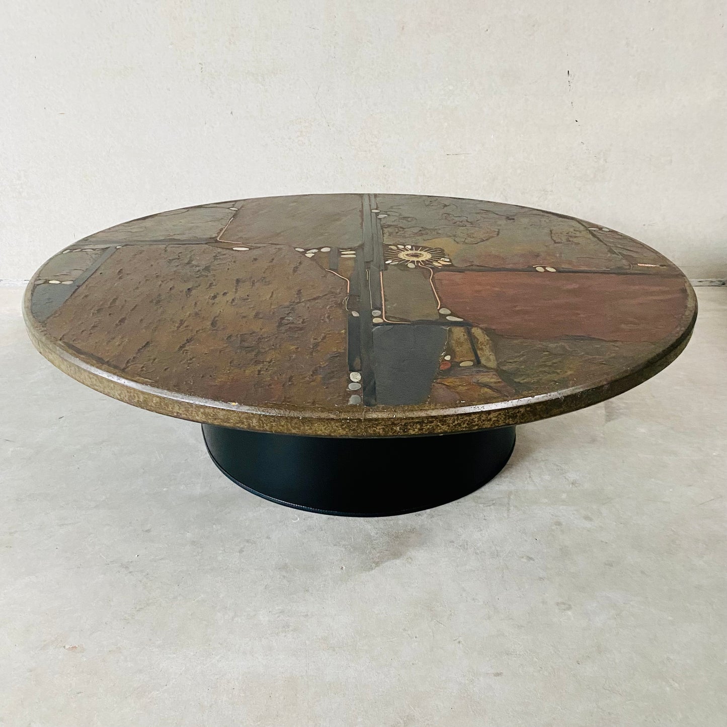 Brutalist Round Coffee Table by Sculptor Paul Kingma, Netherlands 1985