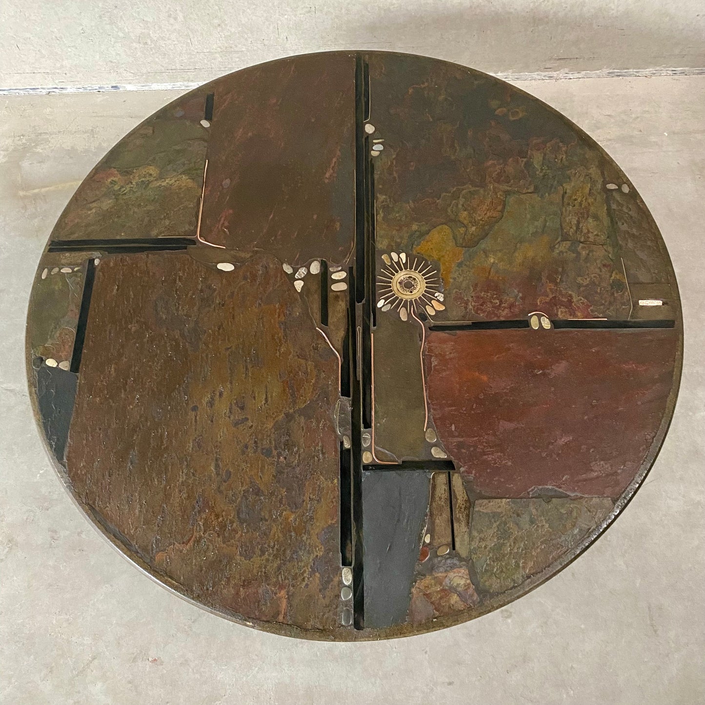 Brutalist Round Coffee Table by Sculptor Paul Kingma, Netherlands 1985