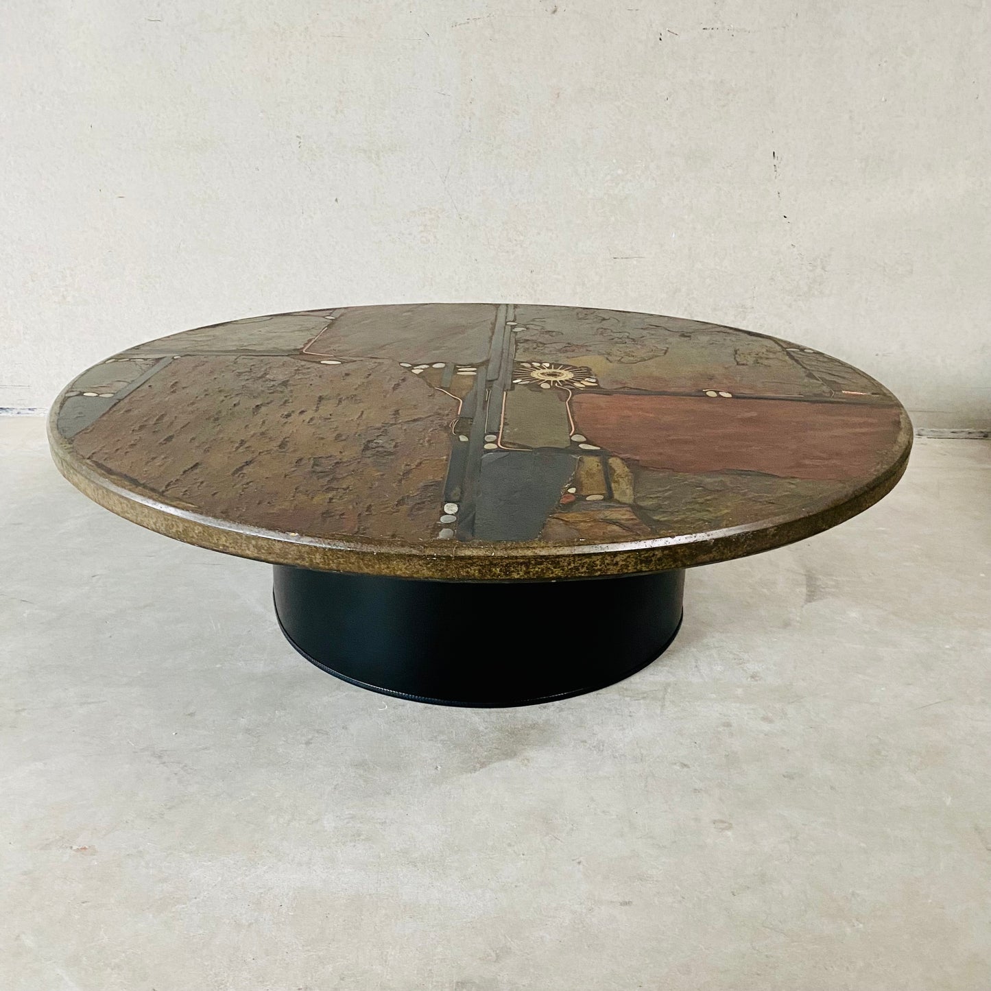 Brutalist Round Coffee Table by Sculptor Paul Kingma, Netherlands 1985