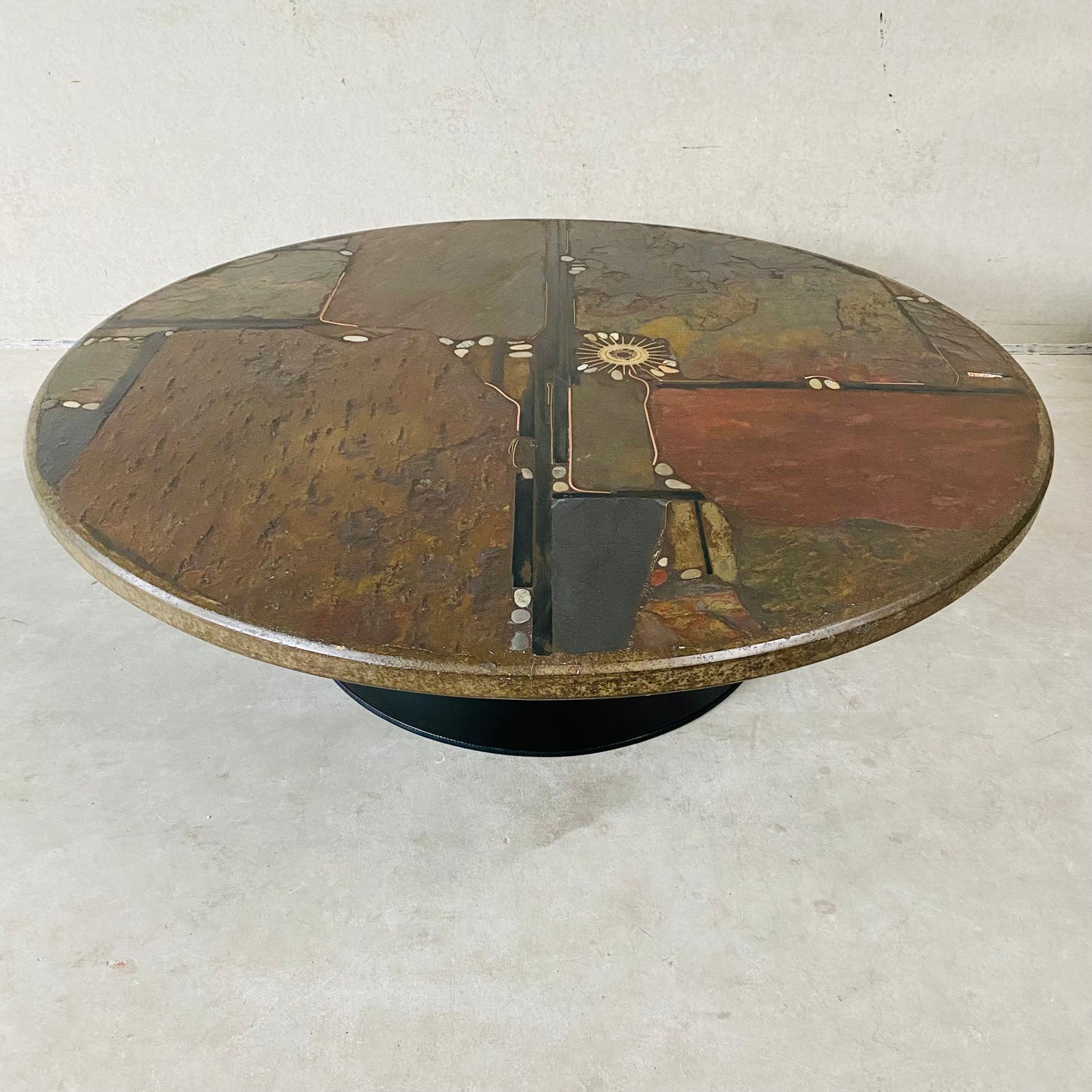 Brutalist Round Coffee Table by Sculptor Paul Kingma, Netherlands 1985