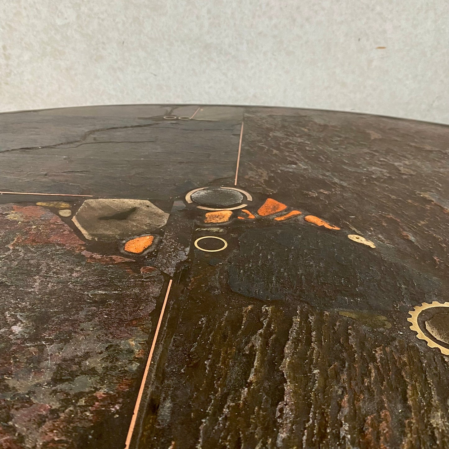 Runder Couchtisch im Stil des Brutalismus, entworfen vom Bildhauer Paul Kingma, Niederlande, 1987