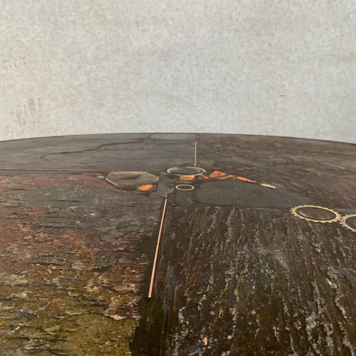 Runder Couchtisch im Stil des Brutalismus, entworfen vom Bildhauer Paul Kingma, Niederlande, 1987