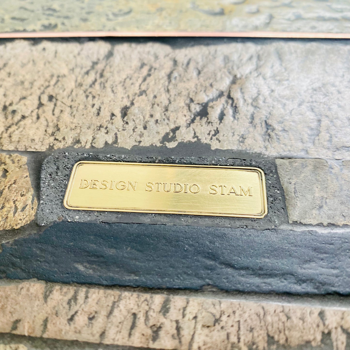 Brutalist Slate Stone Brass Coffee Table by Studio Stam, 1980