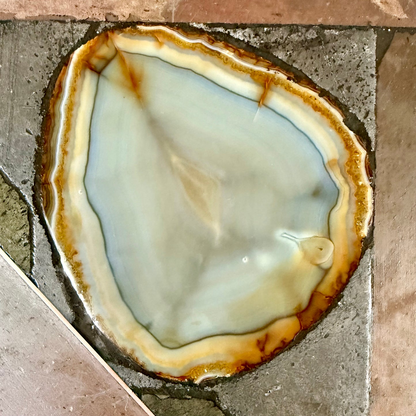 Brutalist Slate Stone Brass Coffee Table by Studio Stam 1980