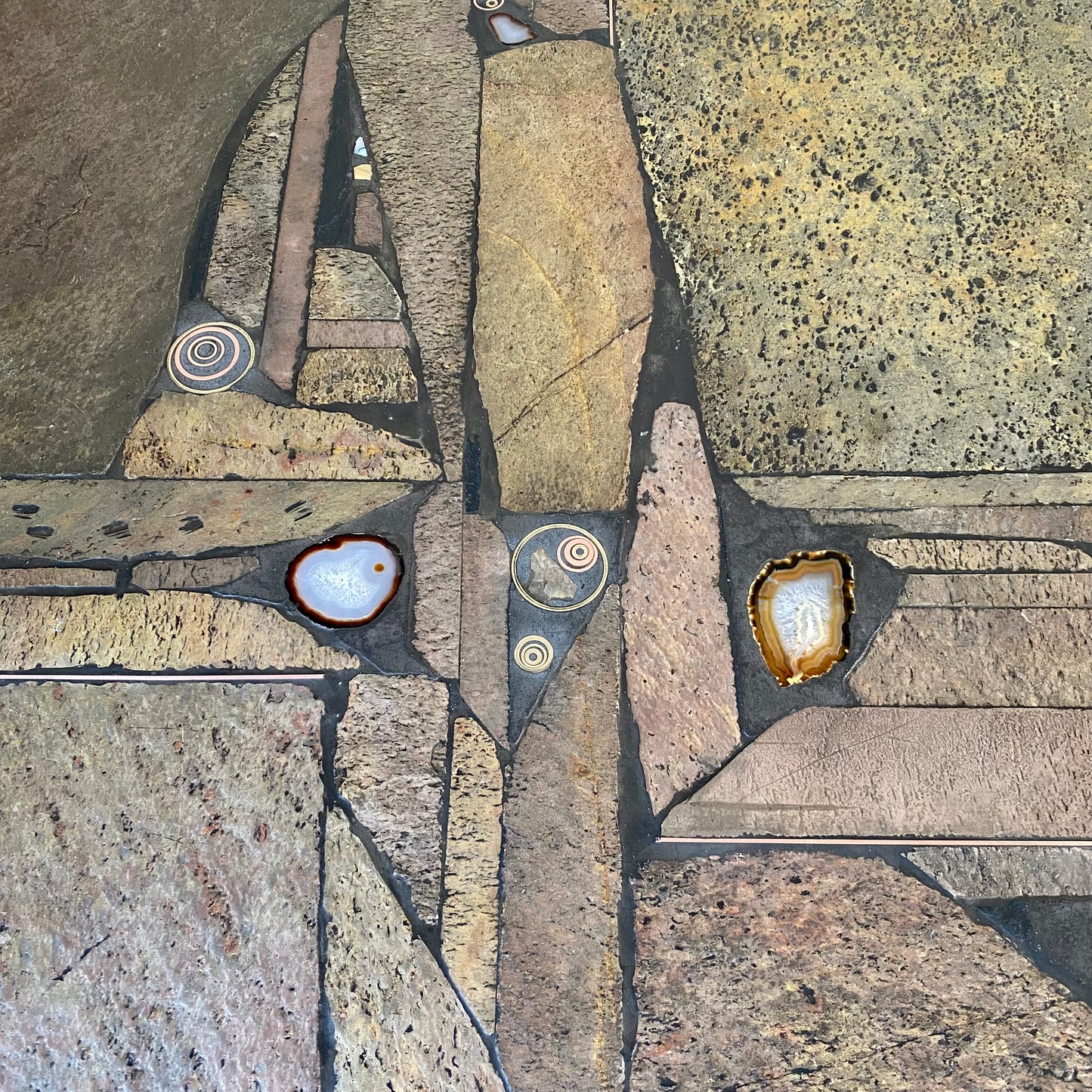 Brutalist Slate Stone Brass Coffee Table by Studio Stam, 1980
