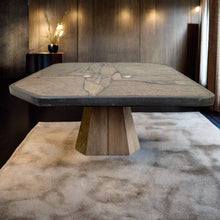Load image into Gallery viewer, Brutalist Slate Stone Brass Coffee Table by Studio Stam, 1980
