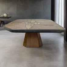 Load image into Gallery viewer, Brutalist Slate Stone Brass Coffee Table by Studio Stam, 1980

