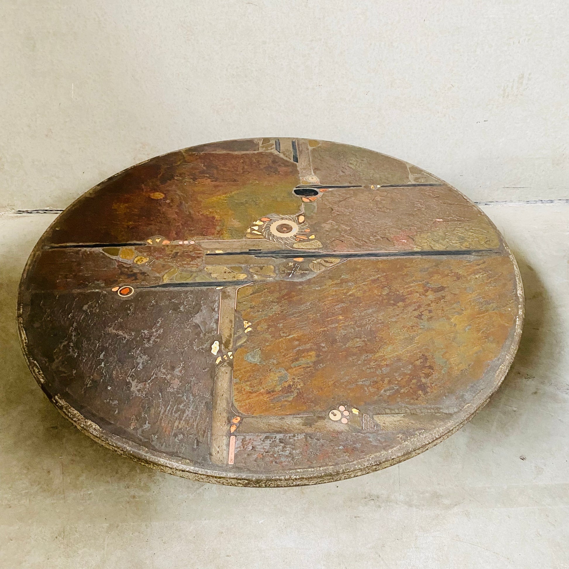 Brutalist Round Coffee Table by Sculptor Paul Kingma, Netherlands 1985