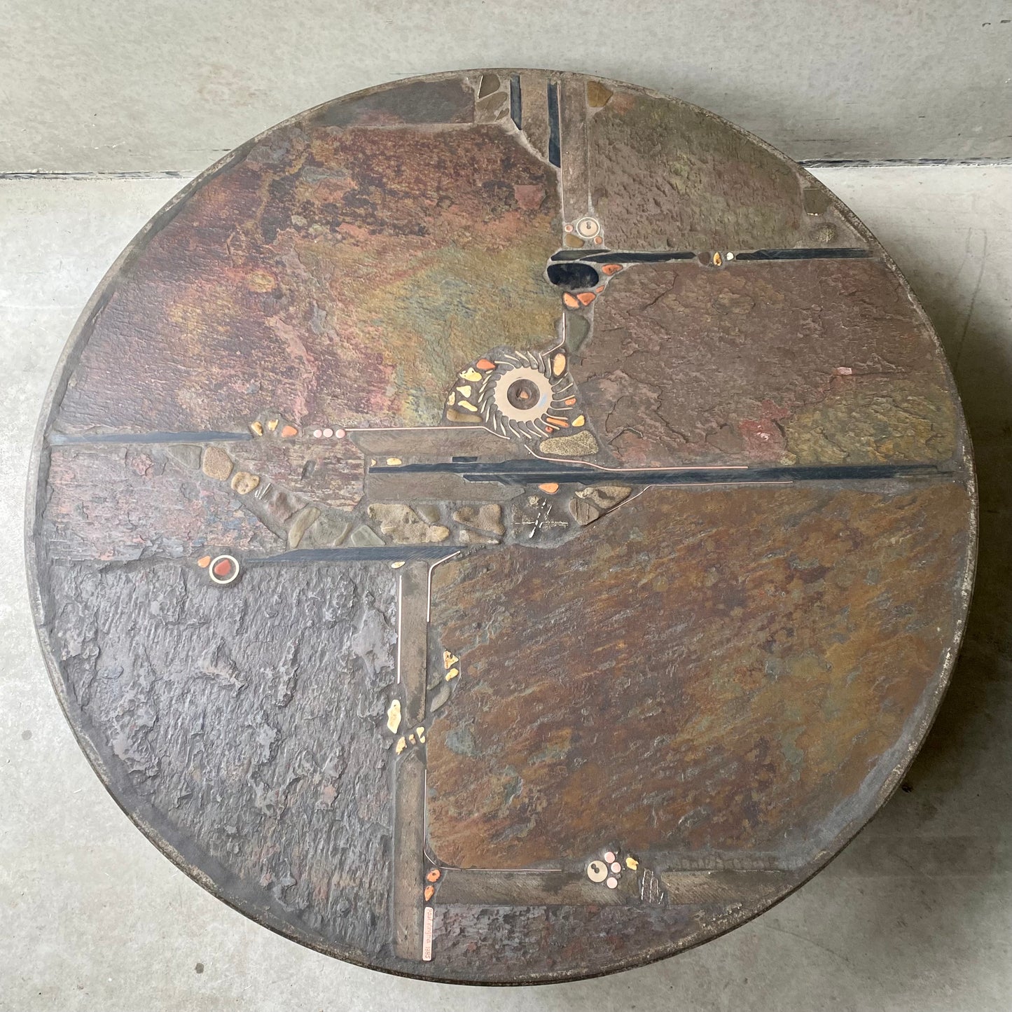 Brutalist Round Coffee Table by Sculptor Paul Kingma, Netherlands 1985