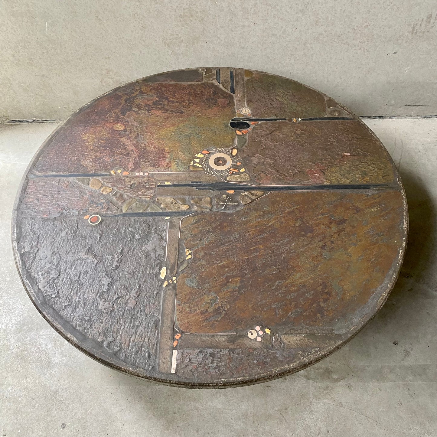 Brutalist Round Coffee Table by Sculptor Paul Kingma, Netherlands 1985