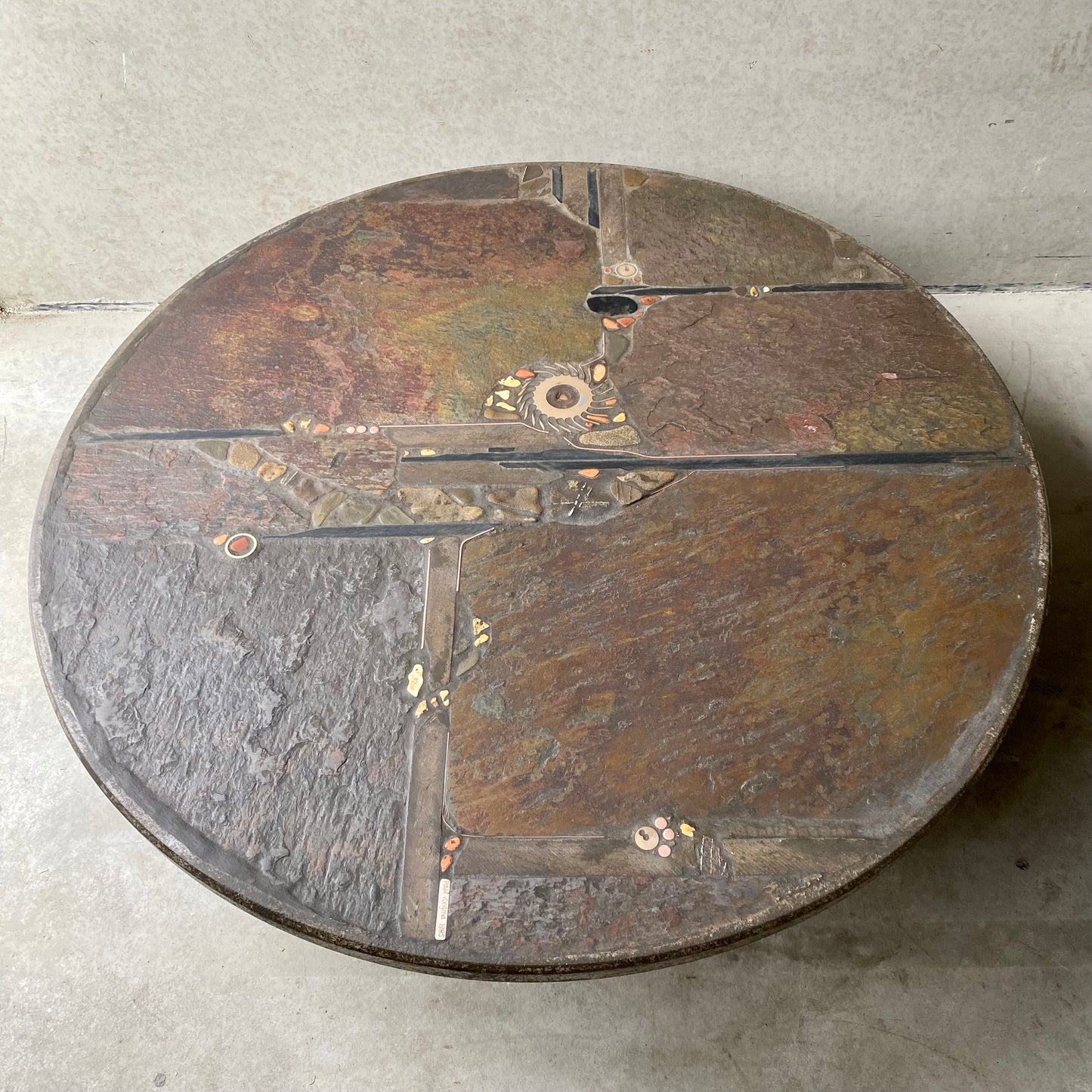 Brutalist Round Coffee Table by Sculptor Paul Kingma, Netherlands 1985