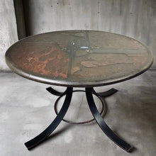 Load image into Gallery viewer, Brutalist Round Dining Table With Agate and Cast Iron Base by Paul Kingma 1980
