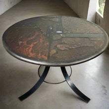 Load image into Gallery viewer, Brutalist Round Dining Table With Agate and Cast Iron Base by Paul Kingma 1980
