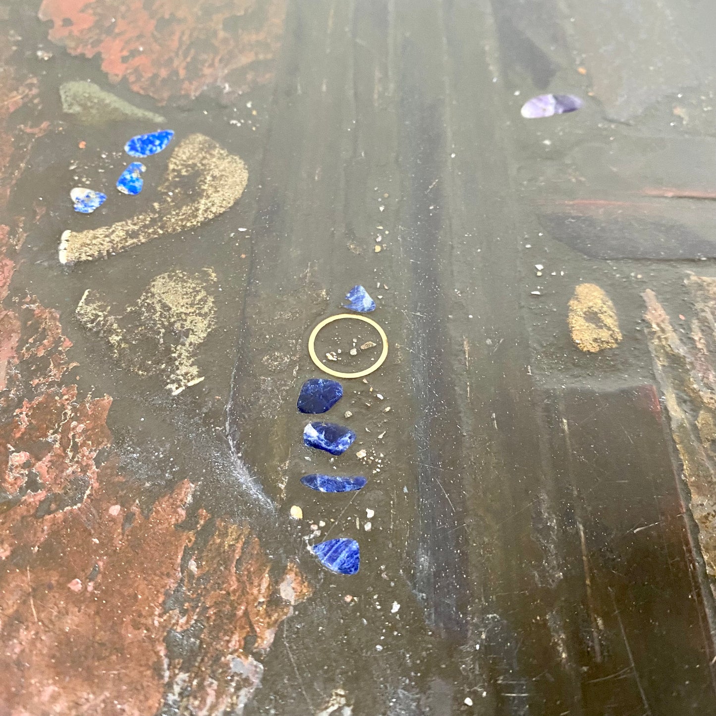 Table de salle à manger ronde de style brutaliste avec piètement en agate et fonte, par Paul Kingma, 1980