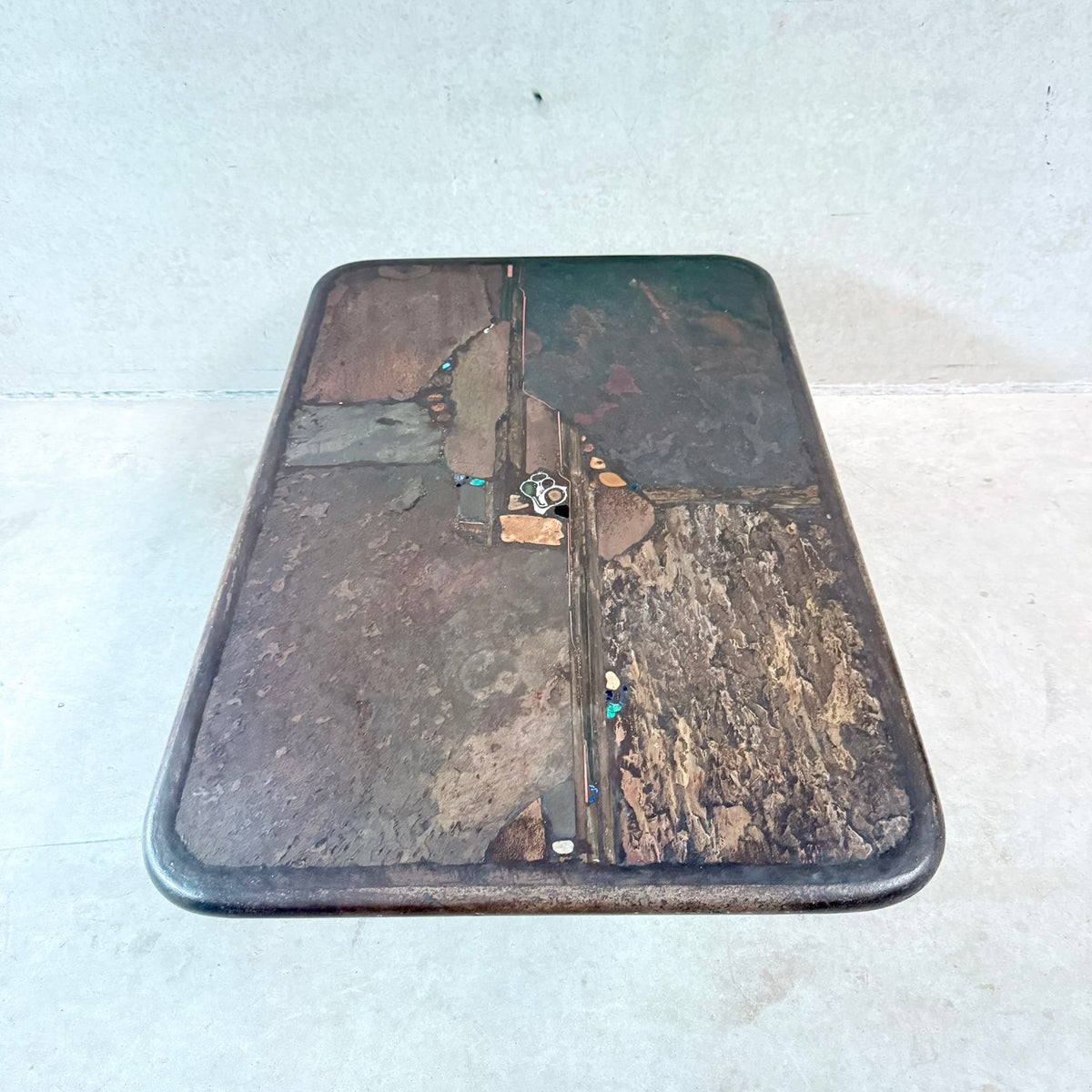 Brutalist Hand-Made Rectangular Slate Stone Coffee Table by Paul Kingma 1990