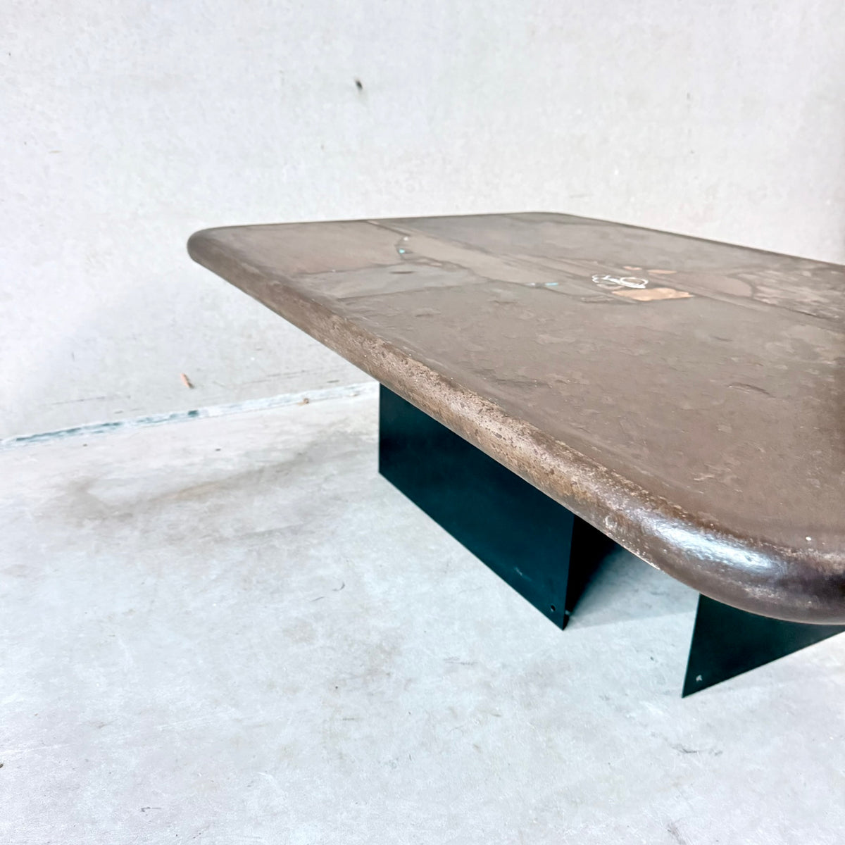 Brutalist Hand-Made Rectangular Slate Stone Coffee Table by Paul Kingma 1990