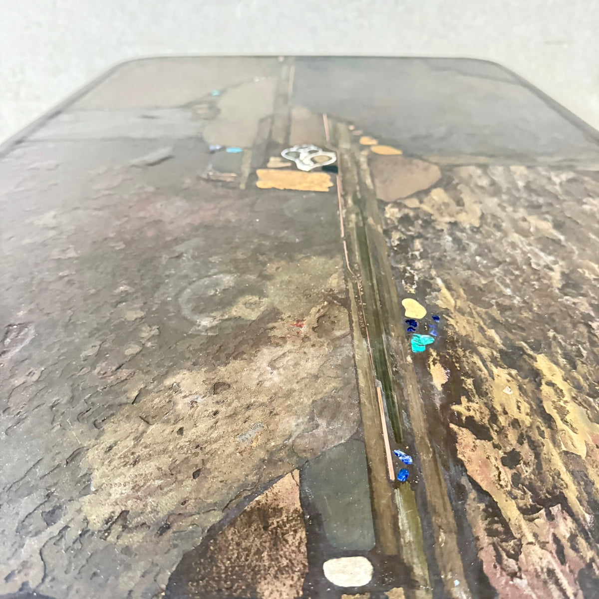 Brutalist Hand-Made Rectangular Slate Stone Coffee Table by Paul Kingma 1990